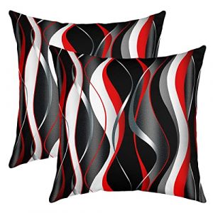 Homemissing G&eacute;om&eacute;trique Taie d'oreiller 60x60cm Lot De 2 Soft G&eacute;om&eacute;trie Blanc Rouge Noir Gris Lines Taie Oreiller pour Canap&eacute; Modern R&eacute;sum&eacute; Art D&eacute;cor Housse Coussin Ext&eacute;rieur Housse de Coussin (Bofanshangmao, neuf)