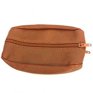 Charmoni - Portefeuille Homme - Top qualité - Fermeture éclaire - Porte-Monnaie - Cuir véritable - pour Poches Pantalon ou Veste (Camel (Grand)) (Charmoni, neuf)