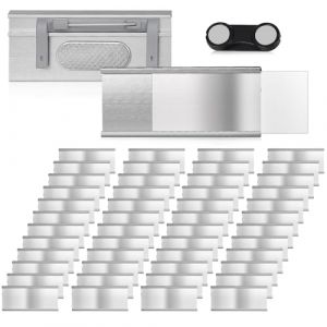 EFUTURETIME 50 x Badge Aimanté 72 mm x 31 mm avec Épingle et Clip de Poche, Porte-Badges en Aluminium pour le Travail, les Expositions, le Restaurant, l'école (efuturetime, neuf)