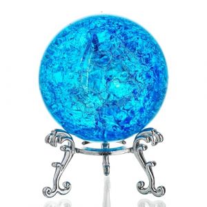 Boule de cristal de 60 mm presse-papier avec support pour Noël, décoration d'intérieur (bleu) (crystalonline, neuf)