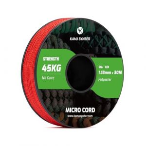 Kamu Synber Micro Corde 1.18mm Paracorde Corde Tresse 30m Bobine pour Bijoux, Bracelet, Pêche, Bricolage | Supporte 45kg | Rouge (Kamu Synber, neuf)