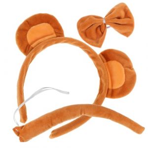 VALICLUD 1 Ensemble Costume de Singe pour Déguisement Oreilles de Singe Queue et Nœud Accessoire Adorable pour Halloween et Cosplay (Sudersana, neuf)