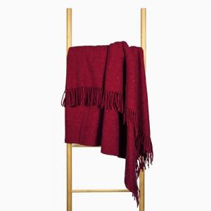 Nostra Zelandia 100% Pure en Laine Couverture &ndash; Plaid en Laine Chaud, Respirant et L&eacute;ger pour Canap&eacute;, Lit et Usage Ext&eacute;rieur, Confort Thermor&eacute;gulateur avec Franges - Fabriqu&eacute; en Europe (NostraHomeTextile, neuf)