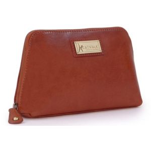 Catwalk Collection Handbags - Trousse de Maquillage Femme Cuir - Pochette pour Articles de Toilette - Sac Cosm&eacute;tique Voyage - Moyen - Emma - Tanne (The Real Handbag Shop, neuf)