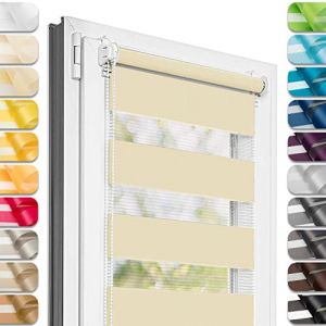 Estika Store Enrouleur Jour Nuit sans perçage - Couleur Crème - 45 x 220 cm - Store à enroulement, Double Tissu, pour fenêtres intérieures, Protection Contre Le Soleil (Estika, neuf)