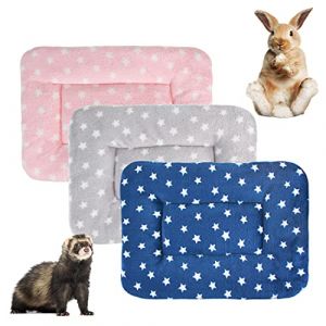 Lot de 3 lits en polaire pour petit animal, chauds et moelleux, tapis de couchage pour chaton, lapin, chinchilla, écureuil, hérisson (taille L : 48 x 30 cm, F) (lanruiyan1649, neuf)
