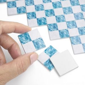 Odoria Miniature Carreler Maison de Poup&eacute;e: &Eacute;chelle 1/12 Sol Parquet Diorama Construire Moderne Bleu Blanc Mosa&iuml;que - Mini Salle de Bain Cuisine Carrelage Carr&eacute; B&acirc;timent Composantes 18x18 cm&sup2; (Cardinas, neuf)