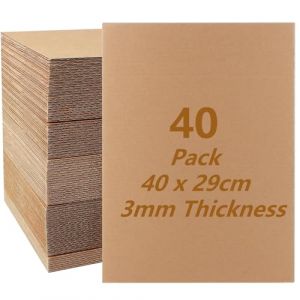 MUXHEL Lot de 40 feuilles de carton ondulé de 3 mm d'épaisseur - Carton ondulé pour le bricolage - Carton épais pour le bricolage - 290 x 400 mm (MUXHEL, neuf)