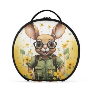 Crayon Art Kangourou Marron Cr&eacute;ativit&eacute; Trousse Sac Cosm&eacute;tique Circulaire de Maquillage Pochette Sacs avec Cloisons Amovibles pour Voyage Filles (HULAHULA, neuf)