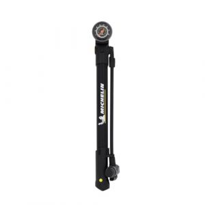 MICHELIN - Mini Pompe Aluminium Convertible AIR Tech Pro - Utilisation Main/Pied - Compatible Valves Presta, Schrader, Dunlop - Manomètre Analogique - pour VTT, VTC, VAE et Vélo Enfant - Poids 157g (ADDONE SAS, neuf)