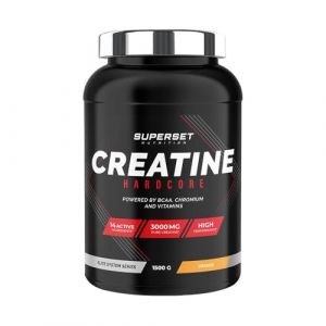 Superset Nutrition - Creatine Hardcore (1,5kg) - Poudre soluble - 3g de créatine monohydrate par dose, BCAA, Glucides - Récupération optimale et puissance - Adaptée aux sports intenses - Orange (FITADIUM, neuf)