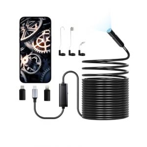 VEVOR Cam&eacute;ra Endoscopique avec C&acirc;ble Semi-rigide 15 m, Endoscope HD 1920p pour Android et iOS, avec 8 Lumi&egrave;res LED R&eacute;glables, Zoom, &Eacute;tanche IP67, Cam&eacute;ra Serpent d'Inspection pour Automobile, Plomberie (VEVOR Direct Store FR, neuf)