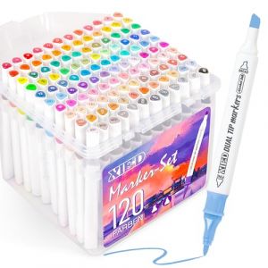 XIEED 120 Feutres &agrave; alcool double pointe (fine & broad), marqueurs &agrave; alcool - Feutre &agrave; alcool premium pour peinture, croquis, dessin et surlignage | Pour adultes et amateurs d'art (SAVZJSD, neuf)