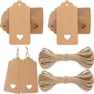 G2PLUS 100PCS Étiquette Papier Kraft,Étiquette Cadeau-4.5x9cm Kraft Étiquettes Étiquette de Mariage avec Ficelle Étiquette de Noël pour Dragees Noël Anniversaire Communion (Marron) (BIGGER, neuf)