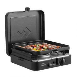 CADAC - 1 Cook Turbo FFD Flat Plate - barbecue - Barbecues portables - Surface de cuisson en acier inoxydable - Incl. Housse de protection - Camping - Les incontournables du barbecue - Noir (CADAC | Dometic, neuf)