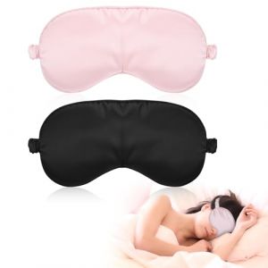 Molain Lot de 2 masques de sommeil en soie pour femme, masque de sommeil en soie douce, masque pour les yeux avec sangle r&eacute;glable, masque de sommeil bloquant la lumi&egrave;re pour les voyages de pause (PeaShion, neuf)