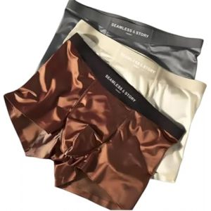 Eeiiey Boxer de luxe en soie glac&eacute;e pour homme, sous-v&ecirc;tements en soie de m&ucirc;rier, respirants et absorbant l'humidit&eacute;, Boxers frais et confortables, sans coutures, 3XL (BINBINYOUL, neuf)