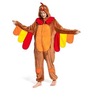 OLAOLA Combinaison Pyjama Femme Homme Animaux Costume Unisexe Adulte Onesie Halloween Cosplay Deguisement Kigurumi Pajamas Fête Vêtements de Nuit (L, Dinde) (pitgeem, neuf)