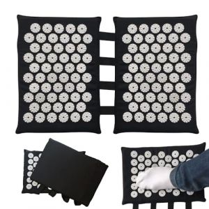 YANGUN Tapis d'acupression pour pieds et dos, 2 x 33 cm, tapis d'acupuncture, noir, avec 110 pointes, acupression, massage relaxant, maison, bureau ou voyage (XANEU, neuf)