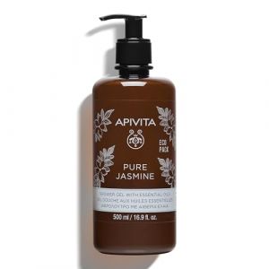 Apivita Pure Jasmine Gel Douche 500ml - Gel Douche Luxueux Infus&eacute; d'Huiles Essentielles de Jasmin et de Propolis - Nettoie en Douceur et Pr&eacute;serve l'Hydratation de la Peau (Skincare Expert France, neuf)