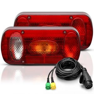 Aissom 2PCS Jeu de Feux Arriere Remorque,12V Feux de Remorque,Feu Arrière de Remorque avec 6 Fonctions,5,5m De Long 13 Broches Câbles,Homologué E11,pour Camion Remorque Caravane Tracteur (SIA APM-R, neuf)