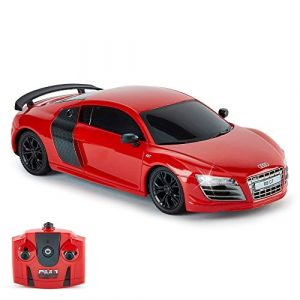 CMJ RC Cars AUDI R8 GT, voiture t&eacute;l&eacute;command&eacute;e sous licence officielle, RC pour gar&ccedil;ons / filles, 1:24, 2,4 GHz Race 10+ (ROUGE) (Toys & Home, neuf)