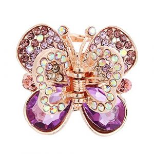 Accessoires de cheveux élégants pour femmes et filles - Cristal rare pour pince à cheveux - Nœud - Frange à cheveux en strass - Mini pinces à cheveux pour cheveux épais (violet, taille unique) (HZling, neuf)