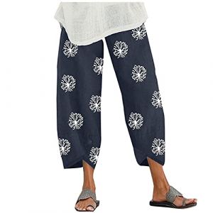 Pantalon Lin Femme Été Décontracté, Pant Taille Elastique Pantalon avec Poche, Pantalon Mode Coton Chanvre Confortable Jogging Plage Rétro, Pantalon Léger Casual Elegant, Femme Pantalon Été Coton Lin (Zhiyao(Exclusif à 50%-80% réduction), neuf)
