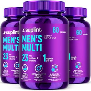 Multivitamines Homme – Complément Alimentaire Complet avec Vitamine A C D E B12, Zinc et Minéraux | Vitamines et Minéraux pour le Bien-Être Masculin | 60 Gélules Sans Gluten, Sans OGM (3 Pack) (Suplint, neuf)