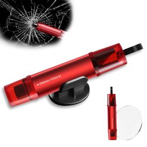 WTZWYFWJ Brise Vitre Coupe Ceinture, 2 en 1 Coupe Ceinture Brise Vitre, Outil De S&eacute;curit&eacute; pour Voiture, Mini Marteau Marteau Brise Vitre,pour &eacute;vacuation D&rsquo;Urgence,pour sous-Marins Et Terrestres,Rouge (ZhuFeidz-eu, neuf)
