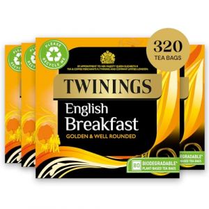 Twinings English Breakfast Tea | Thé Noir Doré, Rond et Corsé | 320 Sachets Biodegradables (4 x 80) (G_K CREATION, neuf)
