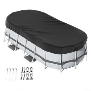 Bâche ovale fiable pour piscine hors sol - Ensemble d'accessoires pour la stabilité (366 x 549 cm) (zilian, neuf)