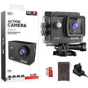 SJCAM SJ4K Camera Sport 40MP avec Carte M&eacute;moire 32GB,98FT Underwater Cam&eacute;ra d'action Grand Angle,EIS Stabilization with Accessories Kits for Riding Hiking Diving (XINYUANDALI, neuf)