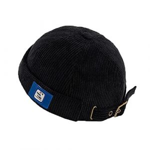 YAMEE Bob Homme Docker Bonnet Casquette Neuf Urban Style Bord Roulé rétro Travailleur Marin Unique Street décontracté Brimless Chapeau (One Size 56-58cm) (YAMEE, neuf)