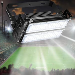 Spolehli Projecteur de stade LED 100W 13000lm 6500K Stadium Flood Light IP66 étanche AC100-265V pour stade, aire de jeux, quai, place, éclairage de zone extérieure (Spolehli EU, neuf)