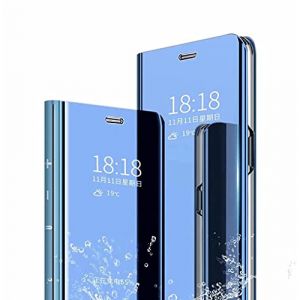 RanTuo Coque Compatible avec Honor X9c/Magic 7 Lite/X60 Pro, Miroir Translucide + Rabat Intelligent Cuir PU, avec Support, Housse Compatible avec Honor X9c/Magic 7 Lite/X60 Pro.(Bleu) (RanTuo, neuf)
