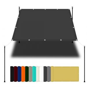 Voile d'ombrage Imperméable 3.3 x 3.3 m UV Protection avec Oeillets Tissu Polyester Multi Couleur et Taille Voile d'ombrage pour Terrass fête activités Potager, Gris Foncé (LvLiangShiLiShiQuFengLiMaoYiYouXianGongSi, neuf)