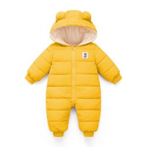 Combinaison d'hiver pour b&eacute;b&eacute; avec capuche, grenouill&egrave;re, combinaison de neige gar&ccedil;ons filles, combinaison &agrave; manches longues, tenues chaudes, cadeau 0 &agrave; 12 mois, jaune clair, 12-18 Monate (1er Pack) (Balipig-EU, neuf)
