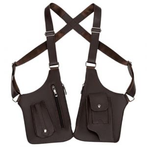 Sac &Agrave; Bandouli&egrave;re Anti-aisselles Pour Hommes | Sac Antivol En Cuir PU | Sacs &Agrave; Double Bandouli&egrave;re R&eacute;glable | Holster D'&eacute;paule &Agrave; Double Poche | Sacs &Agrave; Doubles Bandouli&egrave;res Multi-poches Pour Hommes (bainany, neuf)