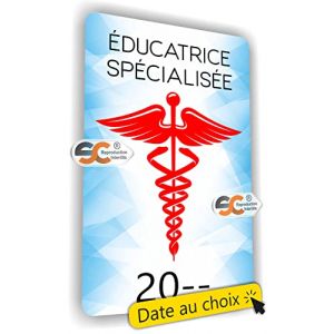 SC ® - Caducée Éducatrice Spécialisée - Date Personnalisable - Sticker/Autocollant - Type de Pose Vitrophanie* (se Colle sur Le Pare-Brise à l'intérieur du véhicule) - 2022/2023 / 2024 (S-C, neuf)