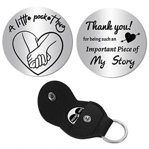 CREATCABIN A Little Pocket Hug Relation Longue Distance Souvenir Pi&egrave;ce Double Face Cadeau Inspirant avec Porte-Cl&eacute;s Cuir Porte-Cl&eacute;s &Eacute;tui Pi&egrave;ces Importantes Mon Histoire pour Femme Fille (CREATCABIN FR, neuf)