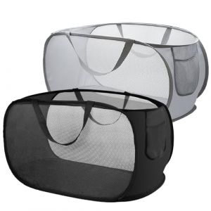 2 Pi&egrave;ces Panier &agrave; Linge Pliable,75L Paniere a Linge Sale,Paniers &agrave; Linge Pliables pour Buanderie,Salle de Bain,Chambre &agrave; Coucher,Chambre d'enfant,Voyage (Noir + Gris) (Xwanwan Trading, neuf)