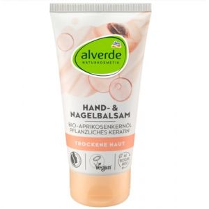 alverde NATURKOSMETIK Baume pour les mains et les ongles, huile de noyau d'abricot bio et k&eacute;ratine v&eacute;g&eacute;tale, pH neutre, v&eacute;g&eacute;talien, pour peaux normales, 75 ml (ABglam, neuf)