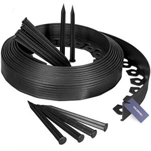 HOLZBRINK Bordures de Pelouse Bande Droite en PVC avec 20 Ancrages de Fixation, Hauteur 55 mm, Longueur 10 m, HRK02-60 (Jumbo-Shop, neuf)