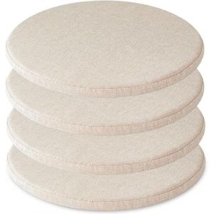 Coussin de Chaise ronde avec Sangles Amovible,Double antidérapant Haute élasticité，30/35/40/45cm Galettes de Chaise ronde exterieur interieur jardin bureau, école, Patio,Bistro(Gray white,4_40X40CM) (zisuofuzhuangshanghang, neuf)