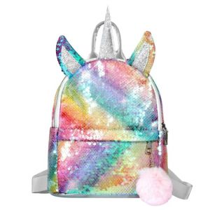 Sac &agrave; dos Licorne Paillettes, Sac &agrave; dos Fille Mignon pour Enfants pour l'&Eacute;cole & Voyages Cartable Scintillant Bretelles Souples R&eacute;glables, Conception Spacieuse 22x11x26cm Cadeau d'Anniversaire (ALEXI MARKET, neuf)