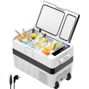 LLIVEKIT Glacière Électrique 40L à Compression - Double Zone (-20°C) | 33L Congélation + 7L Réfrigération | Silencieuse (50dB) avec Roues | 12V/24V Voiture + 230V Maison | Classe C, CE/ROHS (Llivekit, neuf)