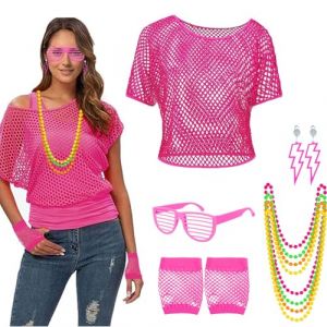 Kinwers Deguisement Femme Annee 80,5 St&uuml;ck Tenue Annee 80 Femme Soir&eacute;e Disco Costume Vetement F&ecirc;te N&eacute;on,Deguisement Ann&eacute;e 80 Disco Costume Carnaval (haoqiandianshang, neuf)