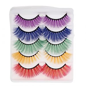 FRCOLOR 5 Paires Faux cils bande cils de manga cils scintillants cils d'Halloween coloré halloween party fake lashes costume mascarade cils colorés cils de denses Imitation (Laners, neuf)
