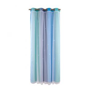 ele ELEOPTION Rideaux Occultants Chambre Enfant avec Oeillets d'Etoiles Décoration Chambre Fille, Double Couche pour Chambre d'enfants, Salon Chambre, Bleu & Vert, 132 W x 243 L cm, 1 Rideau (EleoptionFR, neuf)